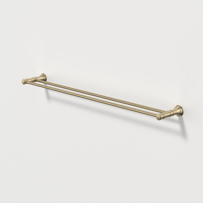 Caroma Riviere Double Towel Rail 800mm - Brushed Brass 520037BB - The Blue Space