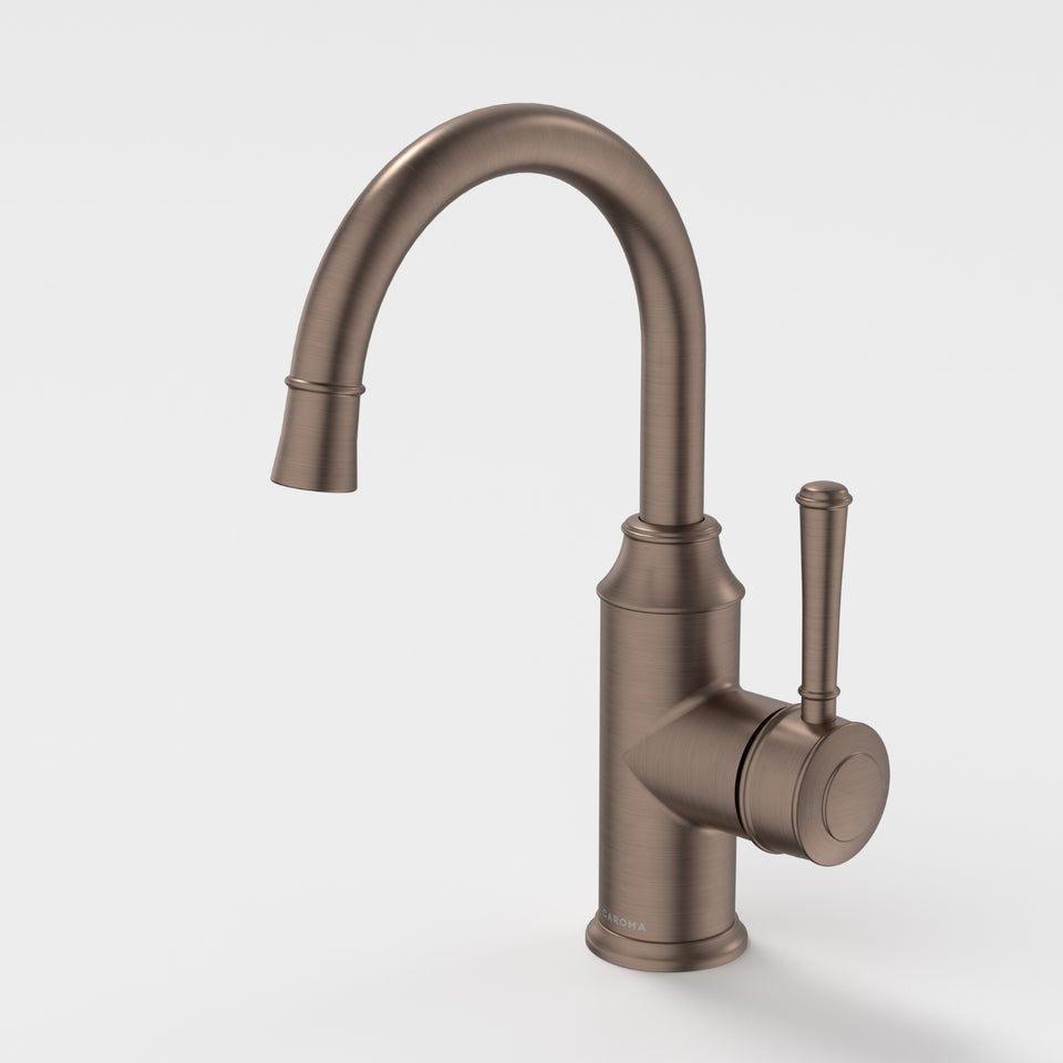 Caroma Riviere Gooseneck Basin Mixer - Brushed Bronze
