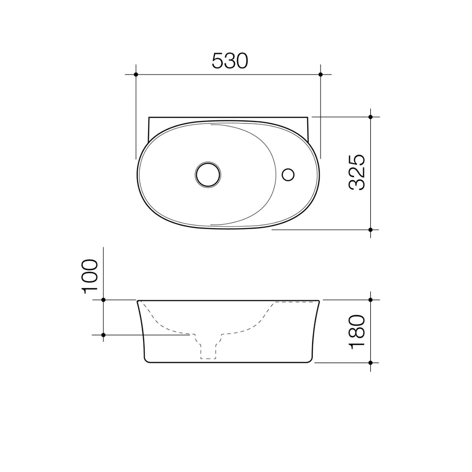 Caroma Riviere Hand Wall Basin - 1 Tap Hole - White