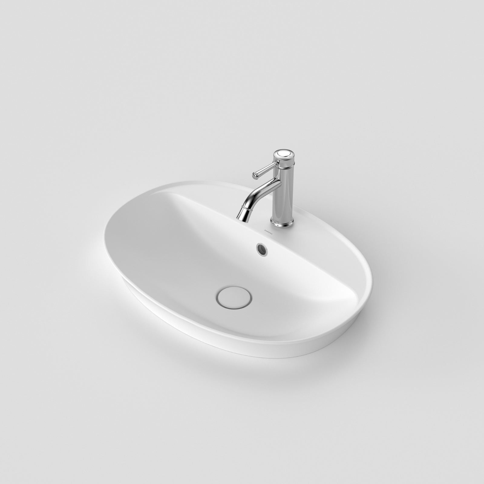 Caroma Riviere Inset Basin 1 Tap Hole Overflow - Matte White 4700215MW - The Blue Space