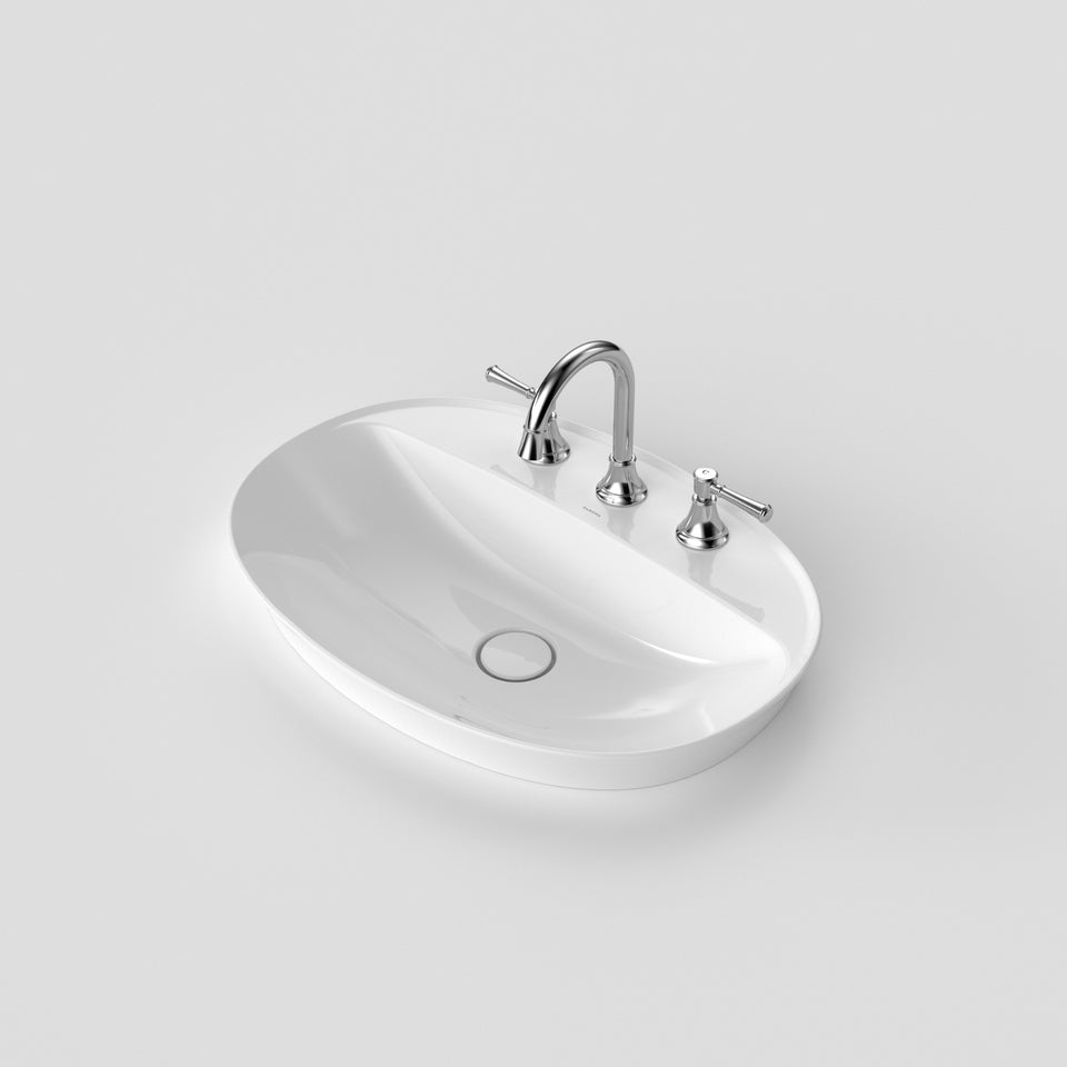Caroma Riviere Inset Basin - 3 Tap Hole - White