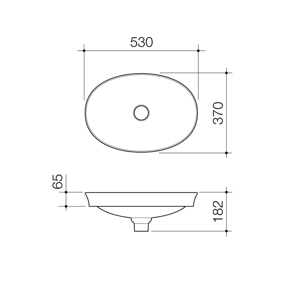 Caroma Riviere Inset Basin - No Tap Hole - Matte White
