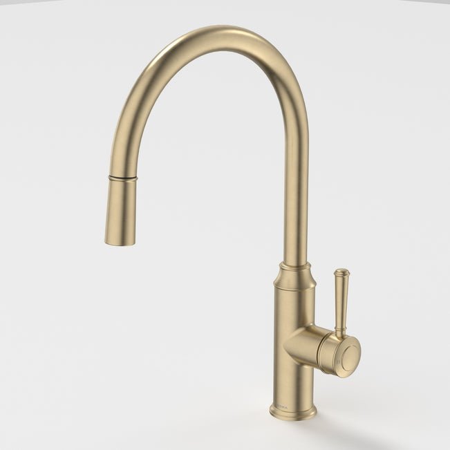 Caroma Riviere Pull Out Sink Mixer - Brushed Brass 520017BB56AF - The Blue Space