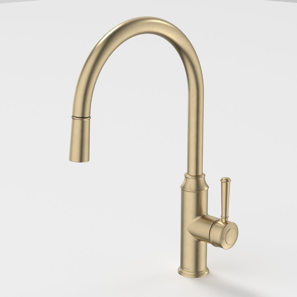 Caroma Riviere Pull Out Sink Mixer - Brushed Brass