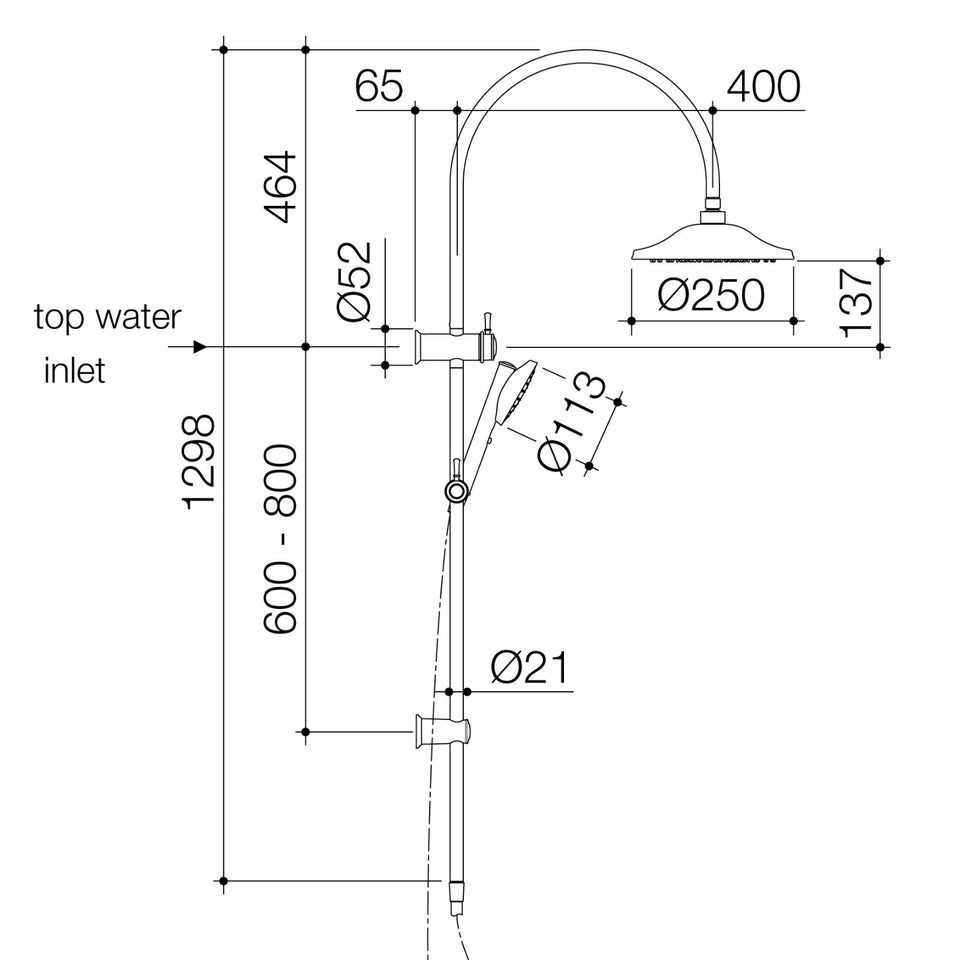 Caroma Riviere Rail Shower with Overhead - Chrome