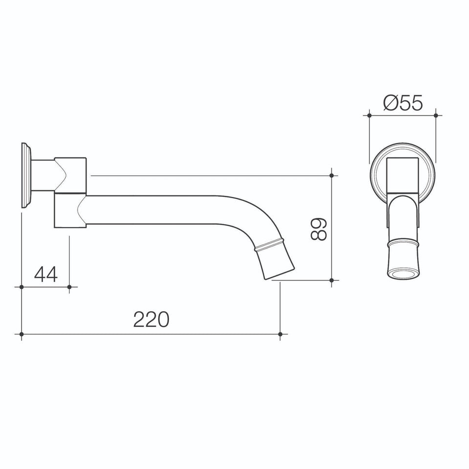 Caroma Riviere Swivel Bath Outlet 220mm - Brushed Nickel