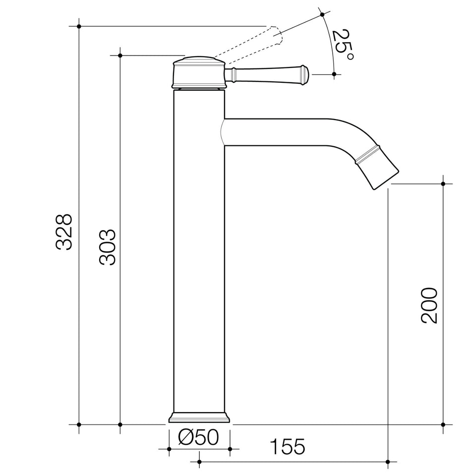 Caroma Riviere Tower Basin Mixer - Brushed Nickel