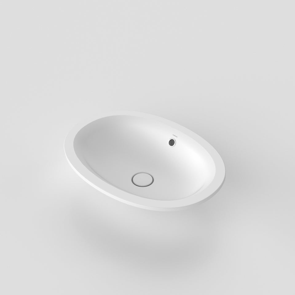 Caroma Riviere Under Counter Basin - No Tap Hole - Matte White - Overflow