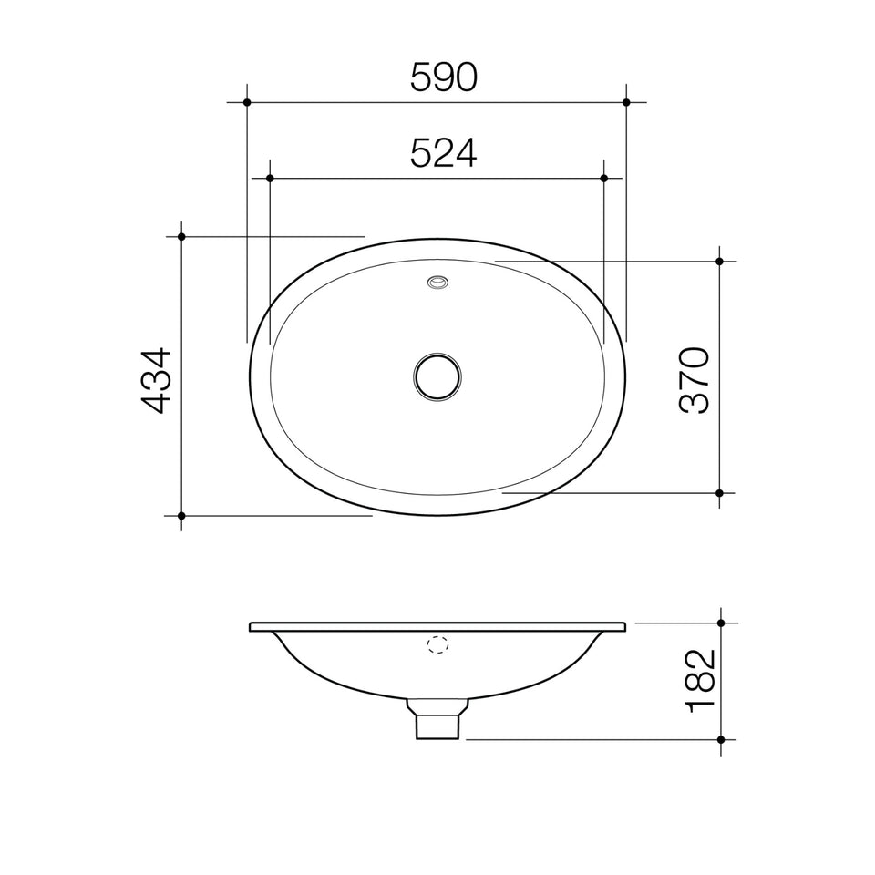 Caroma Riviere Under Counter Basin - No Tap Hole - Matte White - Overflow