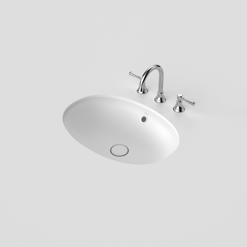 Caroma Riviere Under Counter Basin - No Tap Hole - Matte White - Overflow