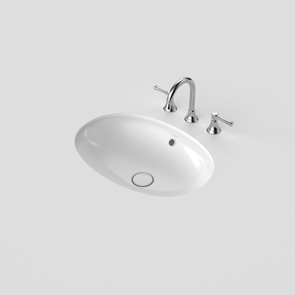 Caroma Riviere Under Counter Basin - No Tap Hole - White - Overflow