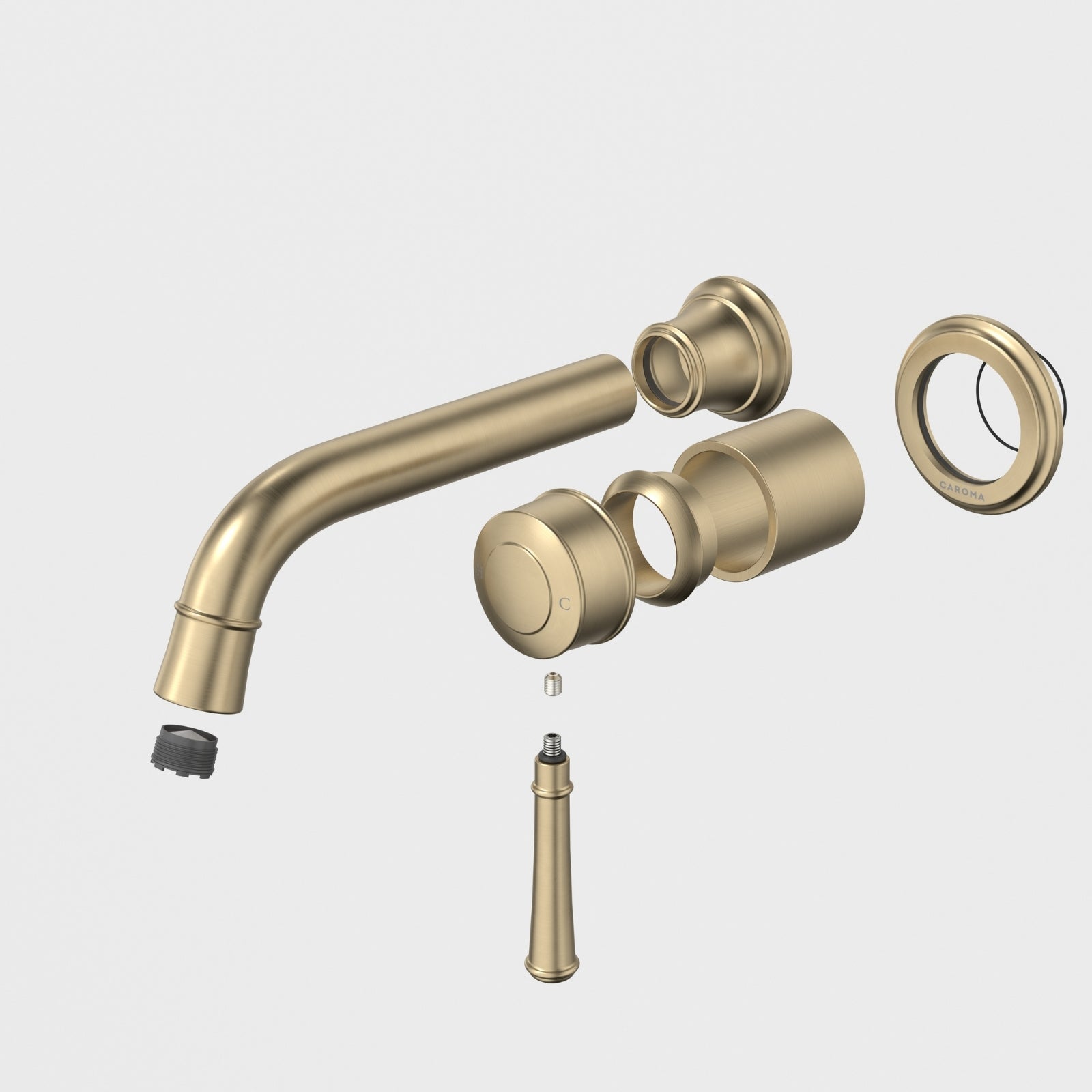 Caroma Riviere Wall Basin Bath Mixer 175mm Trim Kit - Brushed Brass 520011BB6AF - The Blue Space