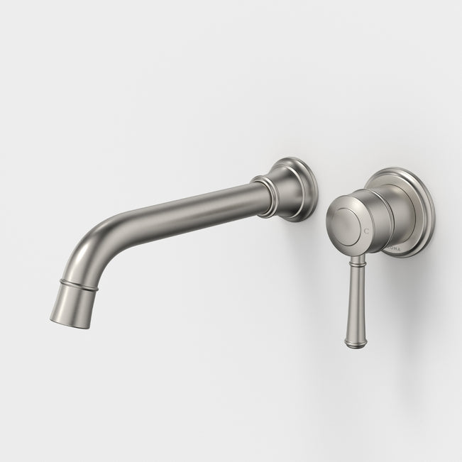 Caroma Riviere Wall Basin Bath Mixer 210mm - Brushed Nickel 520010BN6AF - The Blue Space