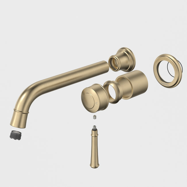 Caroma Riviere Wall Basin Bath Mixer 210mm Trim Kit - Brushed Brass 520012BB6AF - The Blue Space