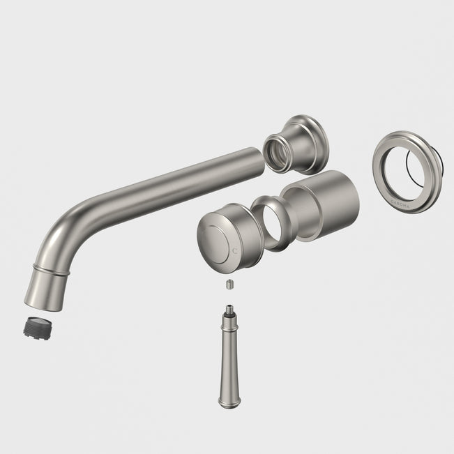 Caroma Riviere Wall Basin Bath Mixer 210mm Trim Kit - Brushed Nickel 520012BN6AF - The Blue Space