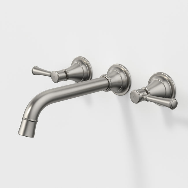 Caroma Riviere Wall Basin Bath Set 210mm - Brushed Nickel 520022BN6AF - The Blue Space