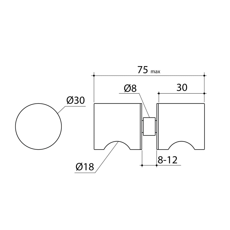Caroma Shower Door Round Knob Matte Black