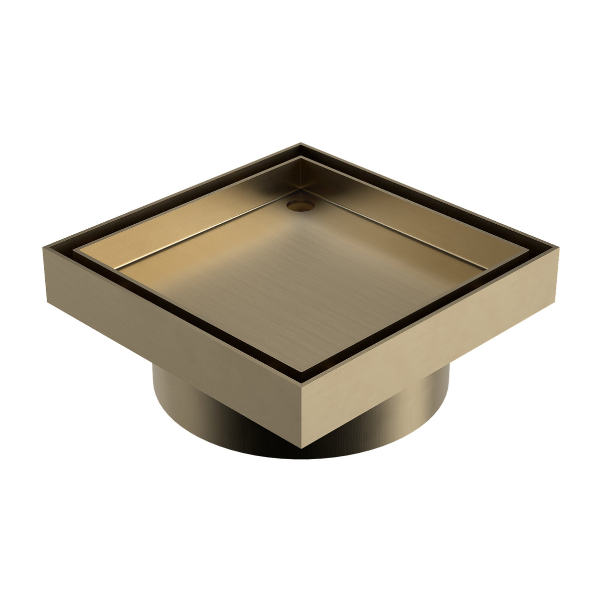 Angle Caroma Square Floor Waste 100mm Outlet Tile Insert - Brushed Brass 14228029BB - The Blue Space