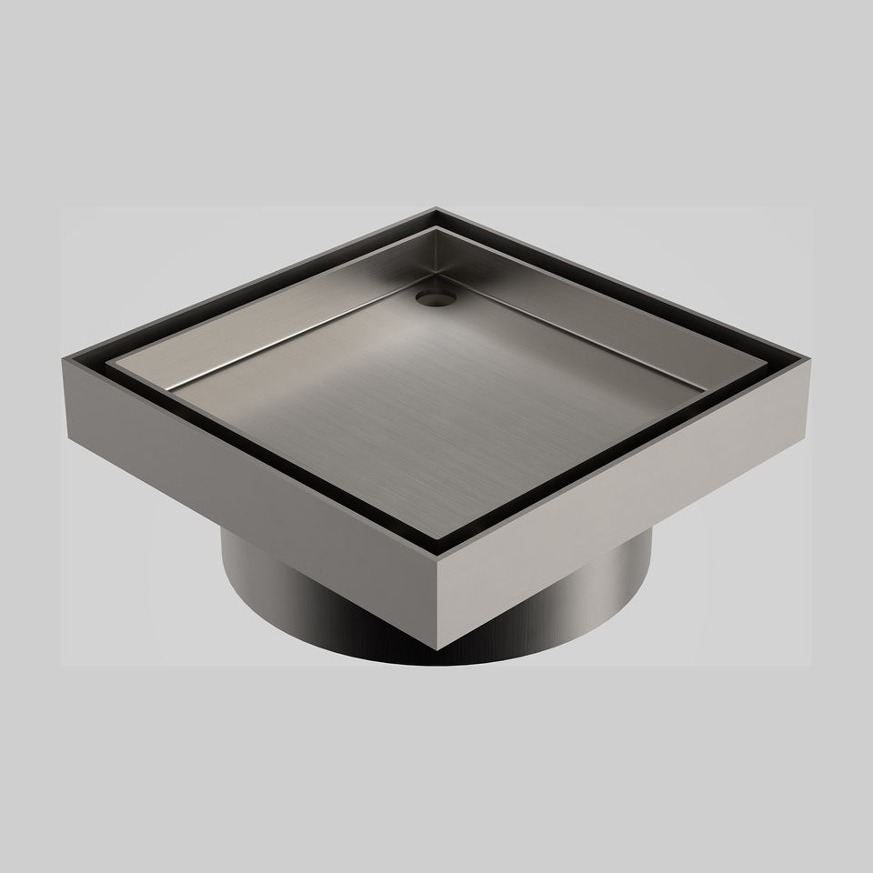 Caroma Square Floor Waste 100mm Outlet Tile Insert - Brushed Nickel