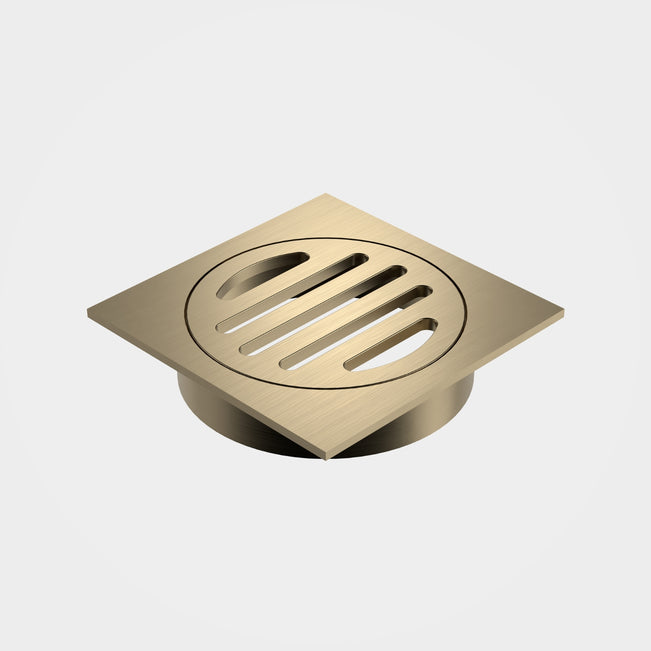 Caroma Square Floor Waste - 80mm Outlet - Brushed Brass 12975034BB - The Blue Space