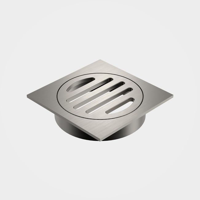 Caroma Square Floor Waste - 80mm Outlet - Brushed Nickel 12975034BN - The Blue Space