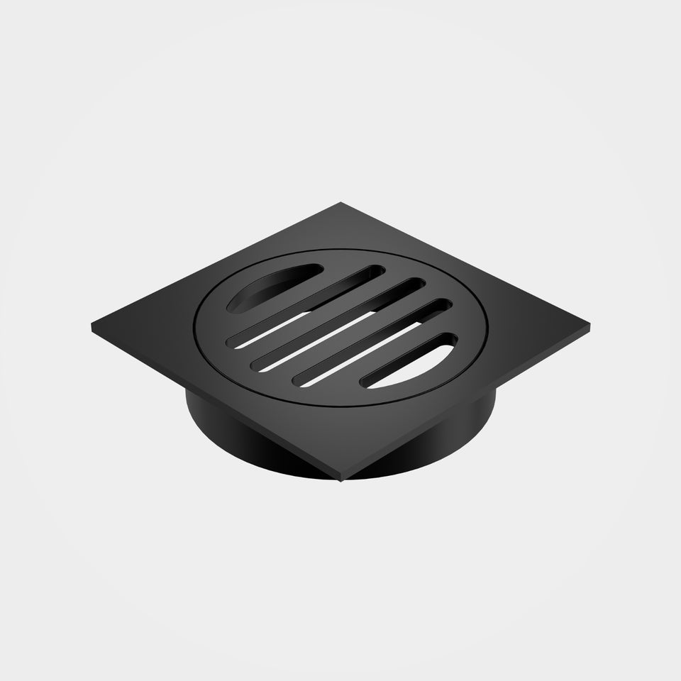 Caroma Square Floor Waste - 80mm Outlet - Matte Black