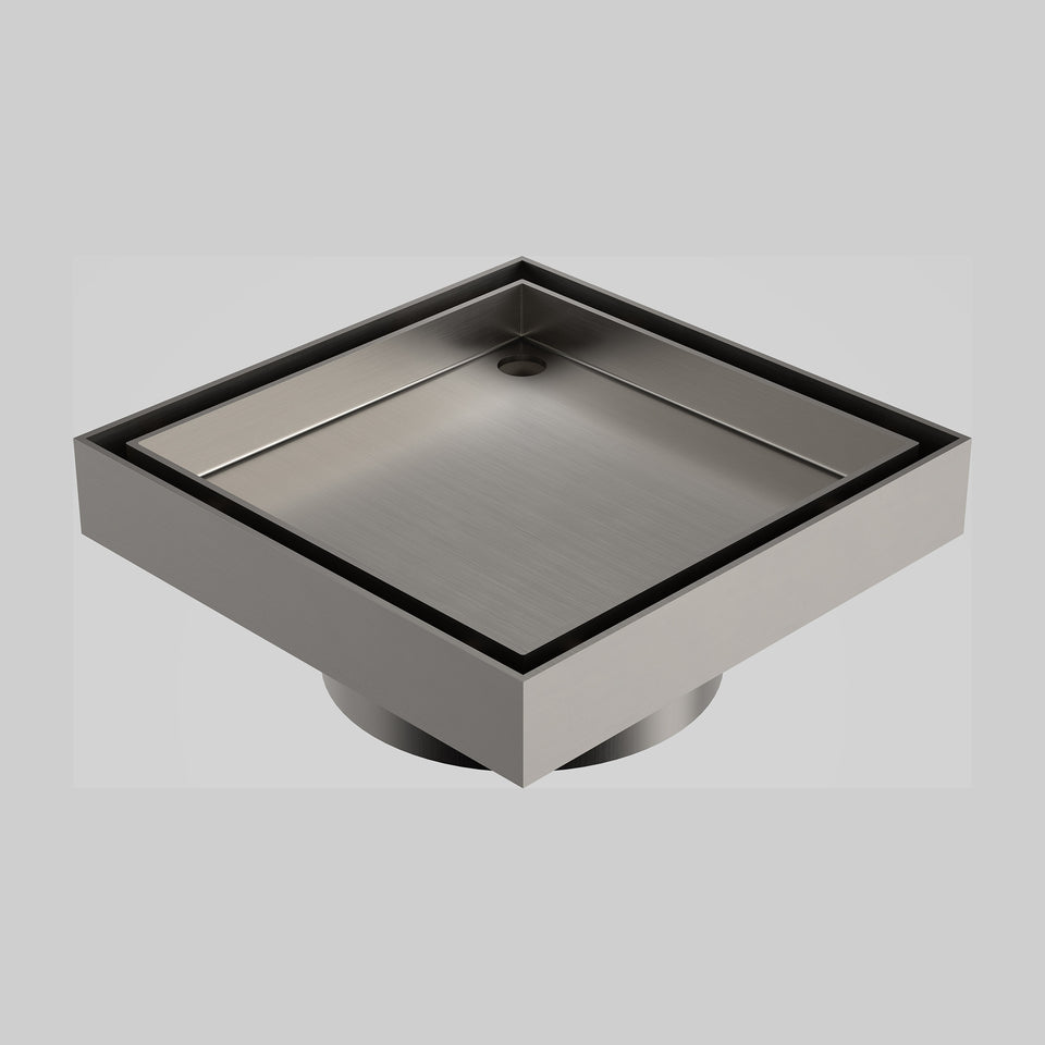 Caroma Square Floor Waste 80mm Outlet Tile Insert - Brushed Nickel