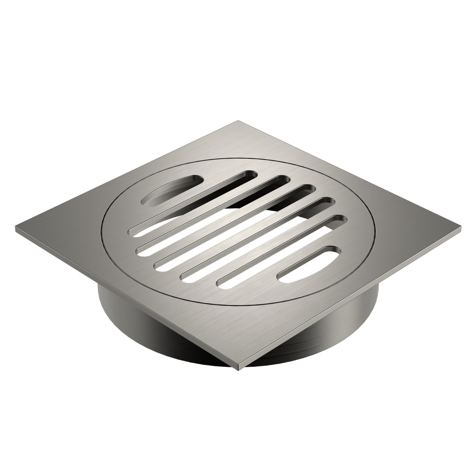 Caroma Square Floor Waste Grate - 100mm Outlet - Brushed Nickel
