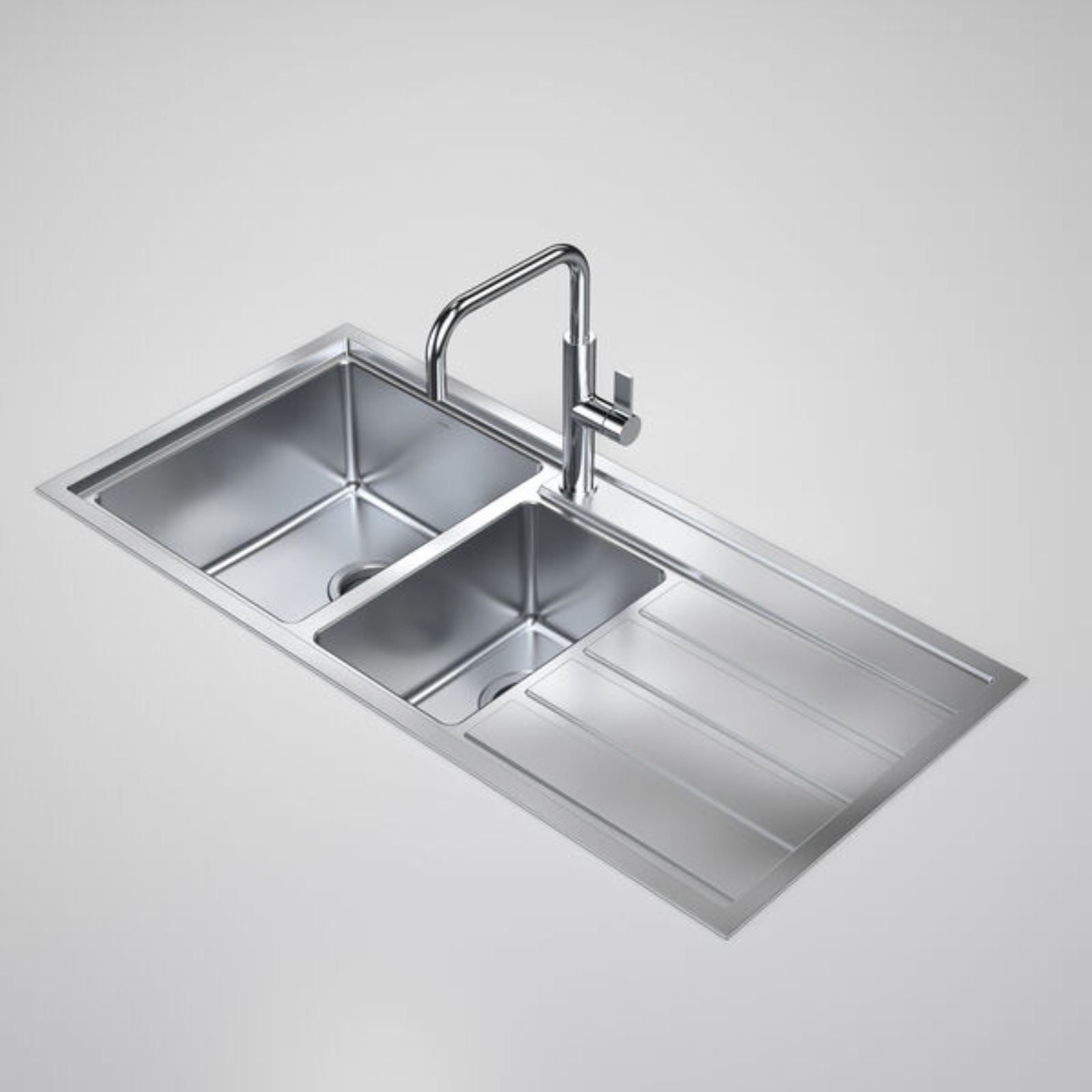 Caroma Urbane II 1.5 Bowl Stainless Steel Kitchen Sink 1 TH LHB CO0150SS.1L - The Blue Space