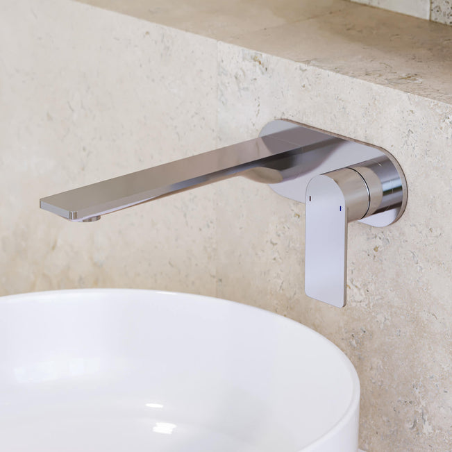 Caroma Urbane II 220mm Wall Basin/Bath Mixer Round Chrome - The Blue Space