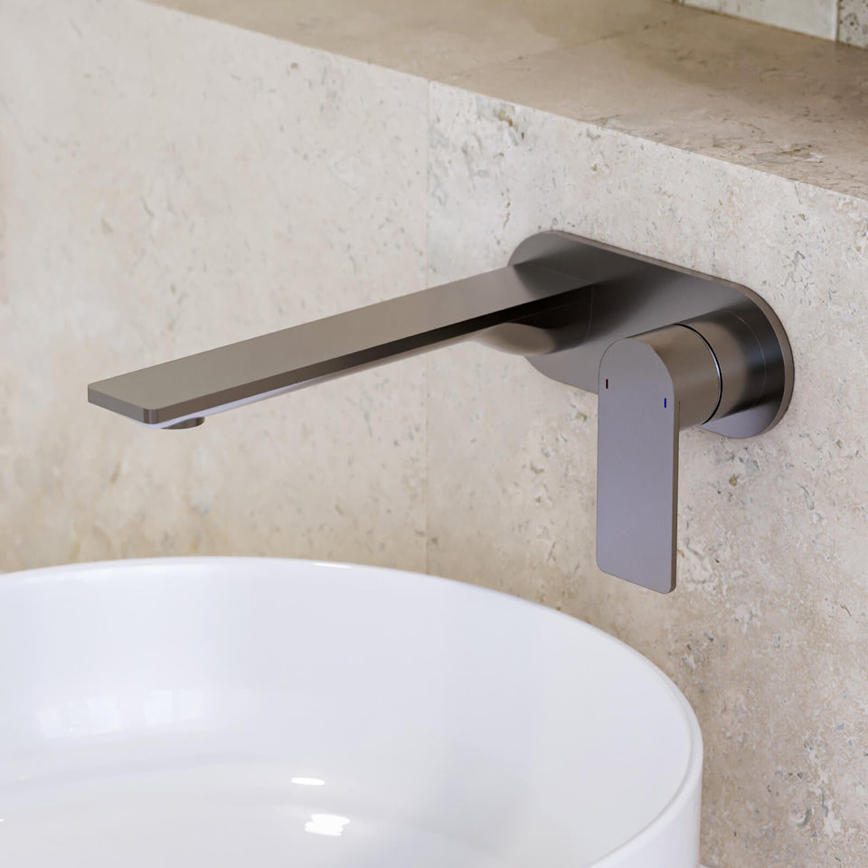 Caroma Urbane II 220mm Lead Free Wall Basin/Bath Mixer Round Gunmetal