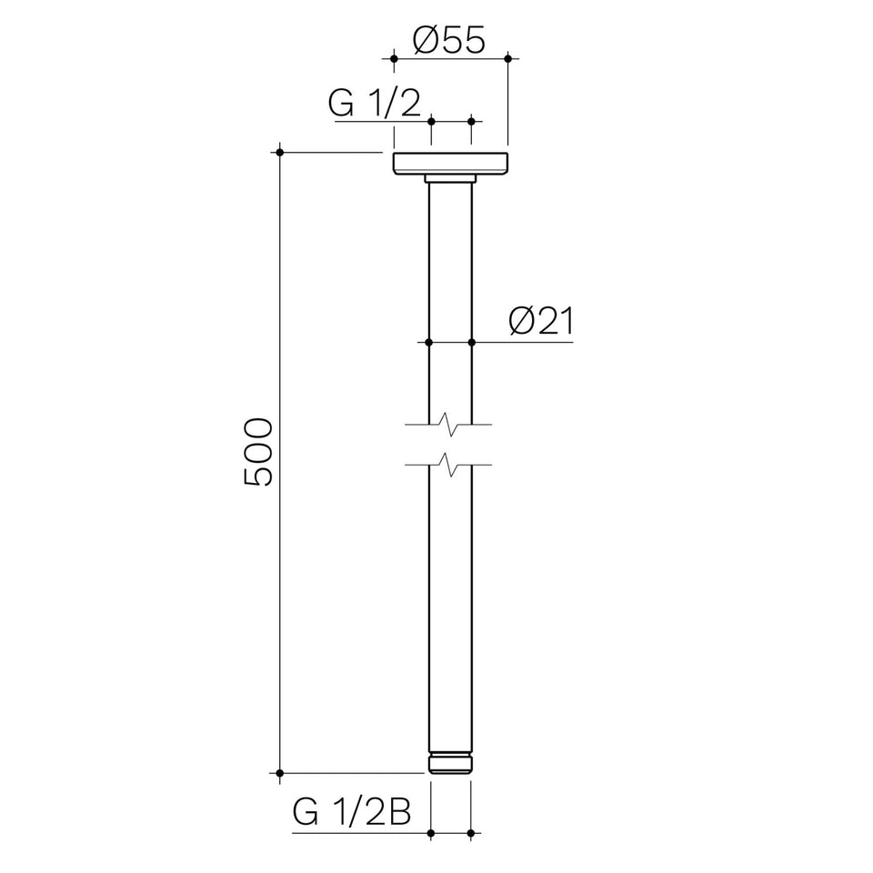 Caroma 500mm Ceiling Shower Arm – Brushed Bronze
