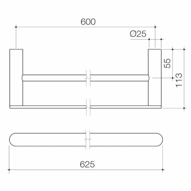 Caroma Urbane II 625mm Double Towel Rail Brushed Nickel