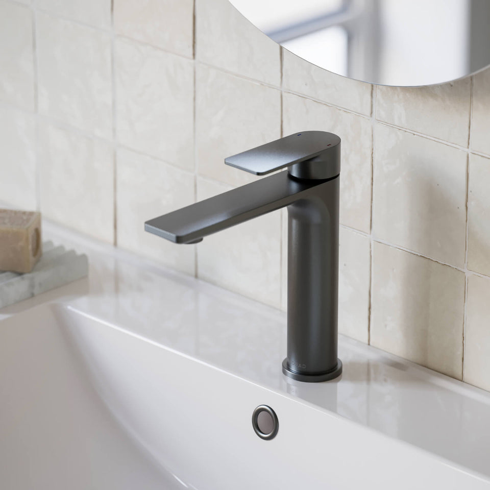 Caroma Urbane II Lead Free Mid Tower Basin Mixer Gunmetal