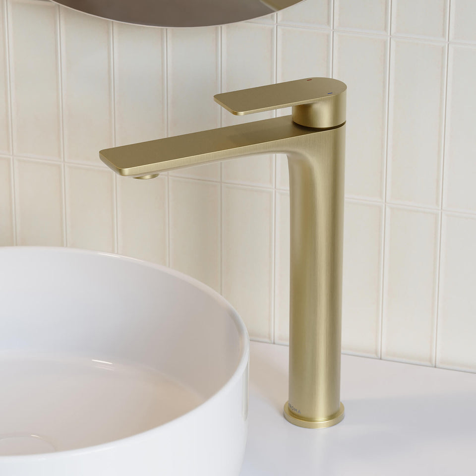 Caroma Urbane II Lead Free Tower Basin Mixer Brushed Brass