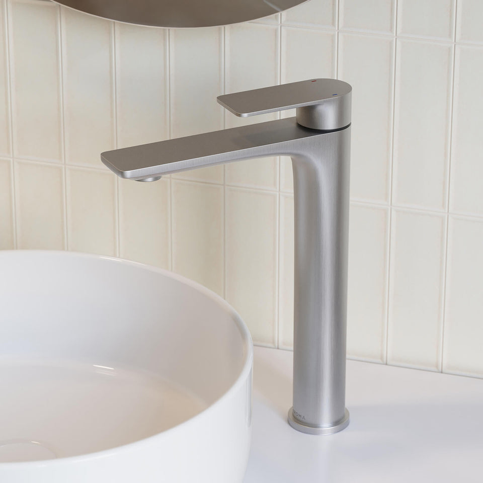 Caroma Urbane II Lead Free Tower Basin Mixer Brushed Nickel