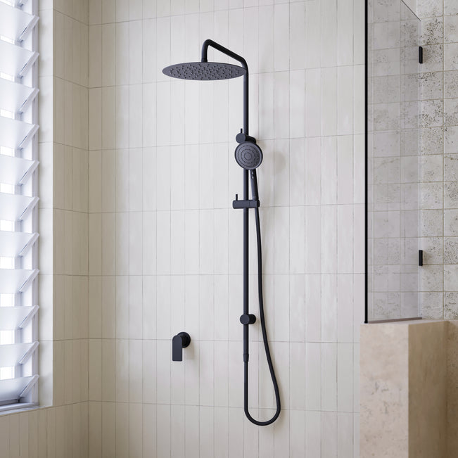 Caroma Urbane II Rail Shower 300mm Overhead Matte Black  | The Blue Space