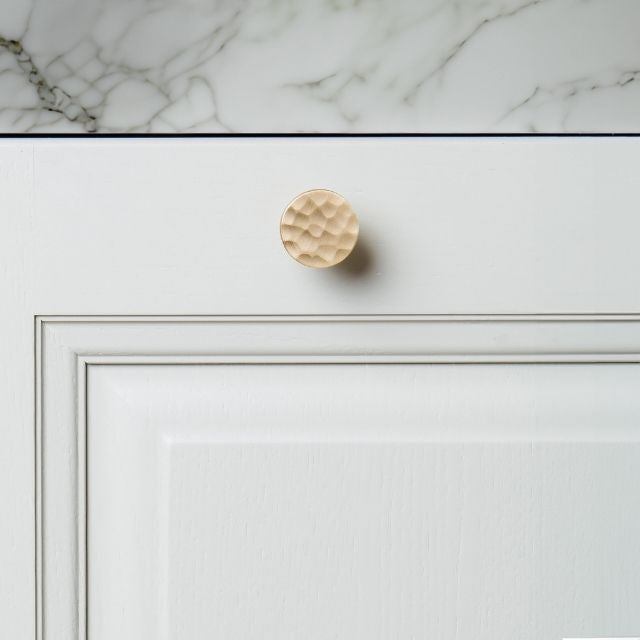 Castella Tarn 38mm Hammered Knob Satin Brass