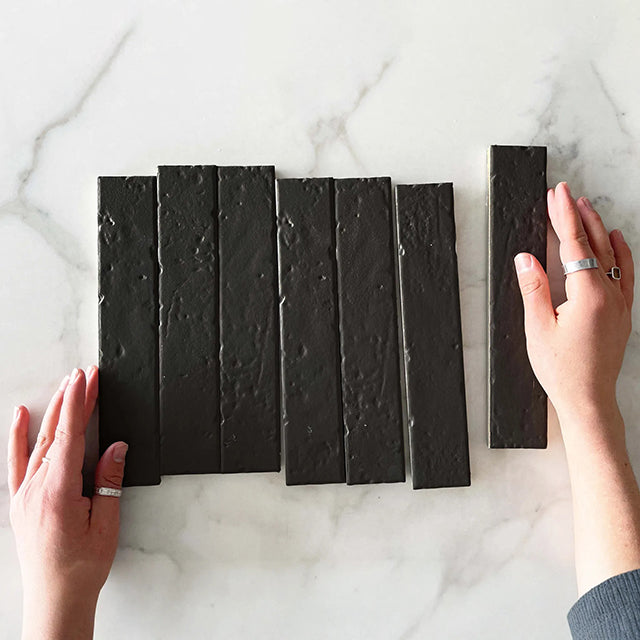 Charcoal Blaire Brick Look Tile Textured Matte 45 x 230 x 8mm Porcelain