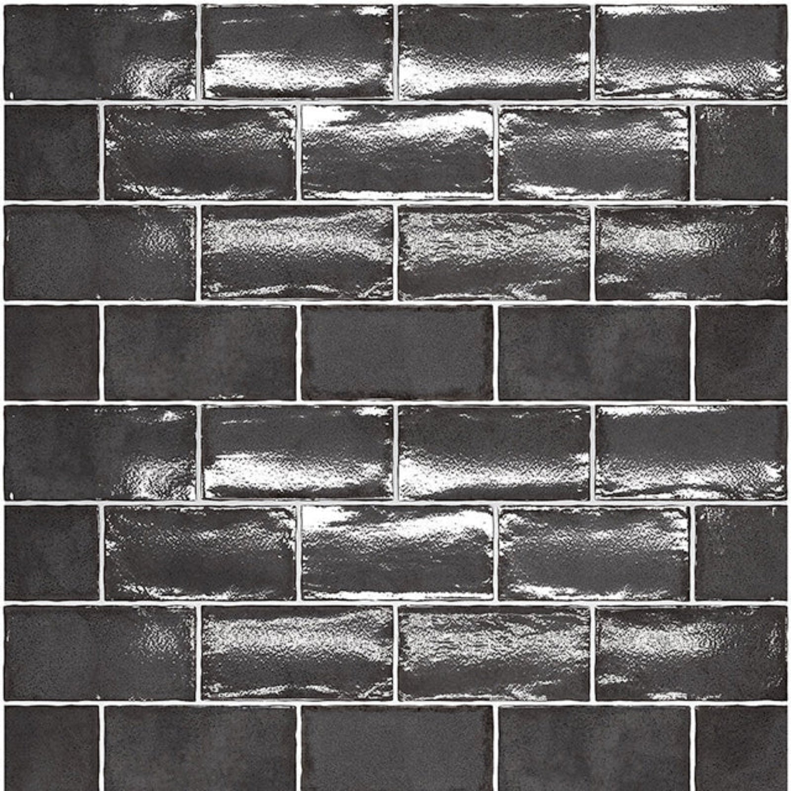 Looks Charcoal Dianna Hand Made Subway Tile 75 x 150 x 9mm Spanish Ceramic  - The Blue Space