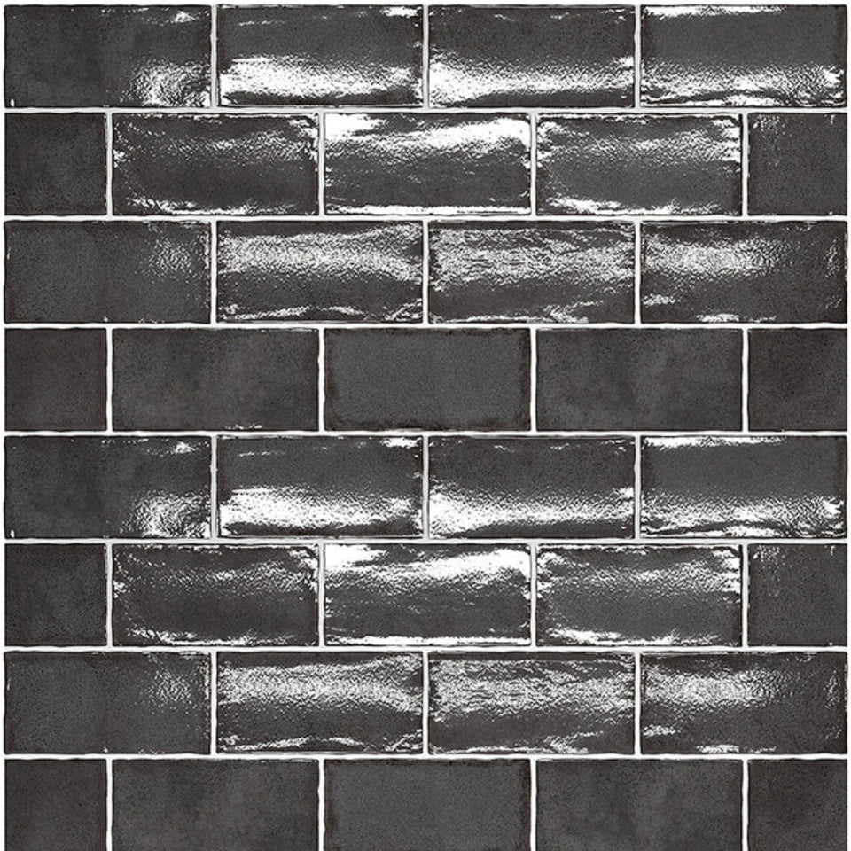 Charcoal Dianna Hand Made Subway Tile 75 x 150 x 9mm Spanish Ceramic