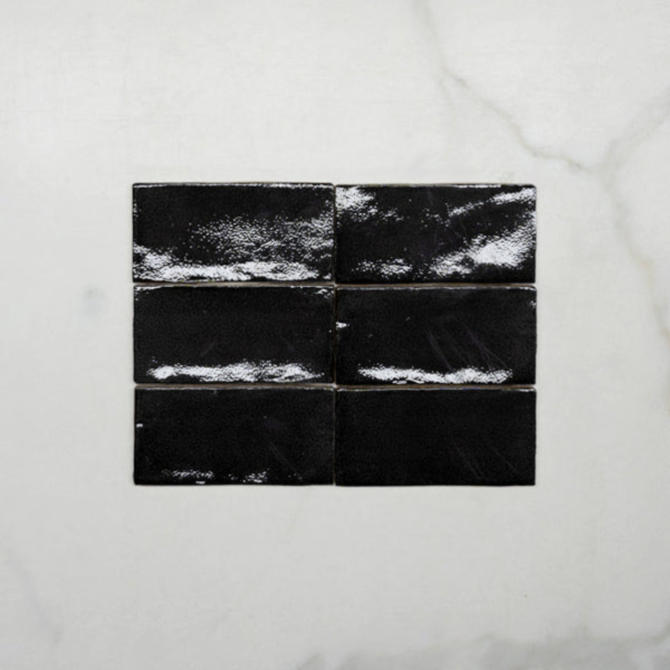 Charcoal Dianna Hand Made Subway Tile 75 x 150 x 9mm Spanish Ceramic