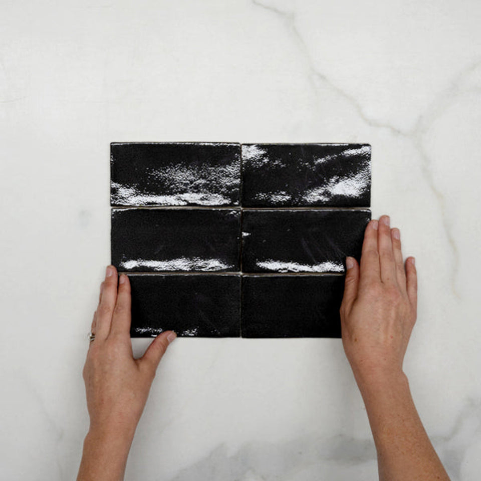 Charcoal Dianna Hand Made Subway Tile 75 x 150 x 9mm Spanish Ceramic