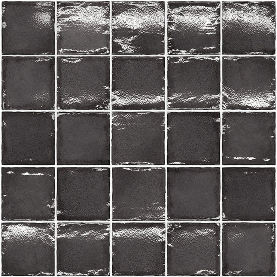 Charcoal Dianna Zellige Tile 100 x 100 x 9mm Spanish Ceramic