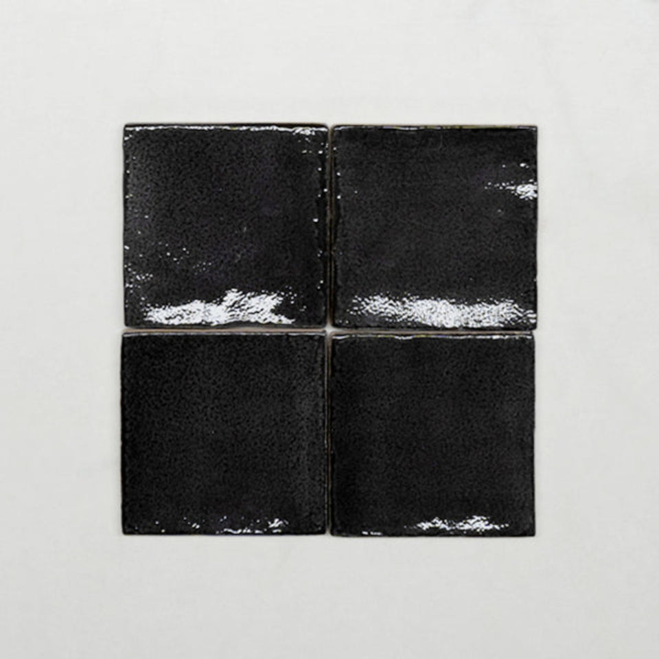 Charcoal Dianna Zellige Tile 100 x 100 x 9mm Spanish Ceramic