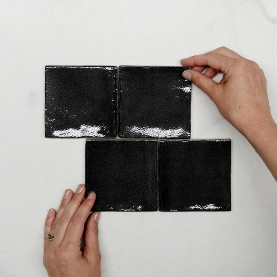 Charcoal Dianna Zellige Tile 100 x 100 x 9mm Spanish Ceramic