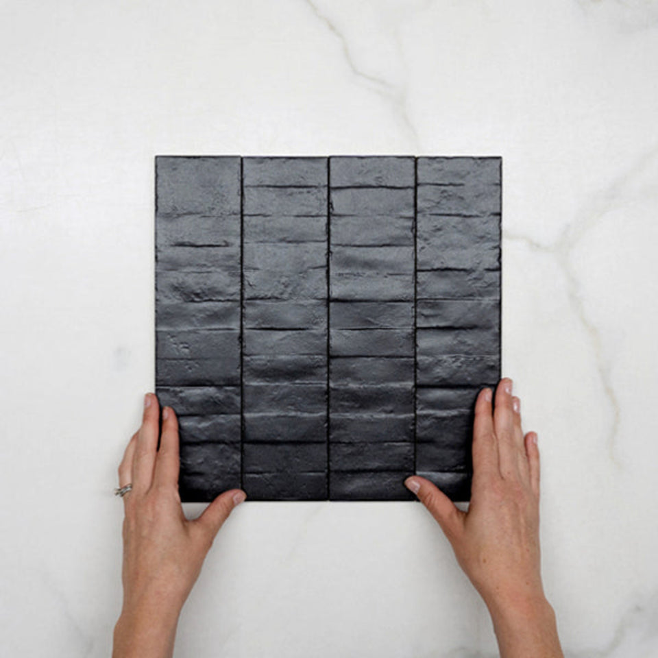 Charcoal Olivia Feature Subway Matte  75 x 300mm Porcelain
