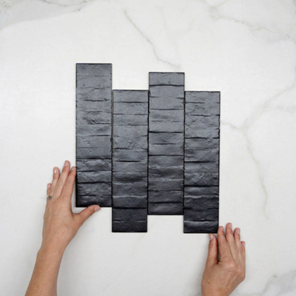 Charcoal Olivia Feature Subway Matte 75 x 300mm Porcelain