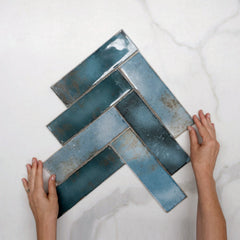 Dark Blue Leon Spanish Subway Tile Gloss 69 x 240mm Ceramic