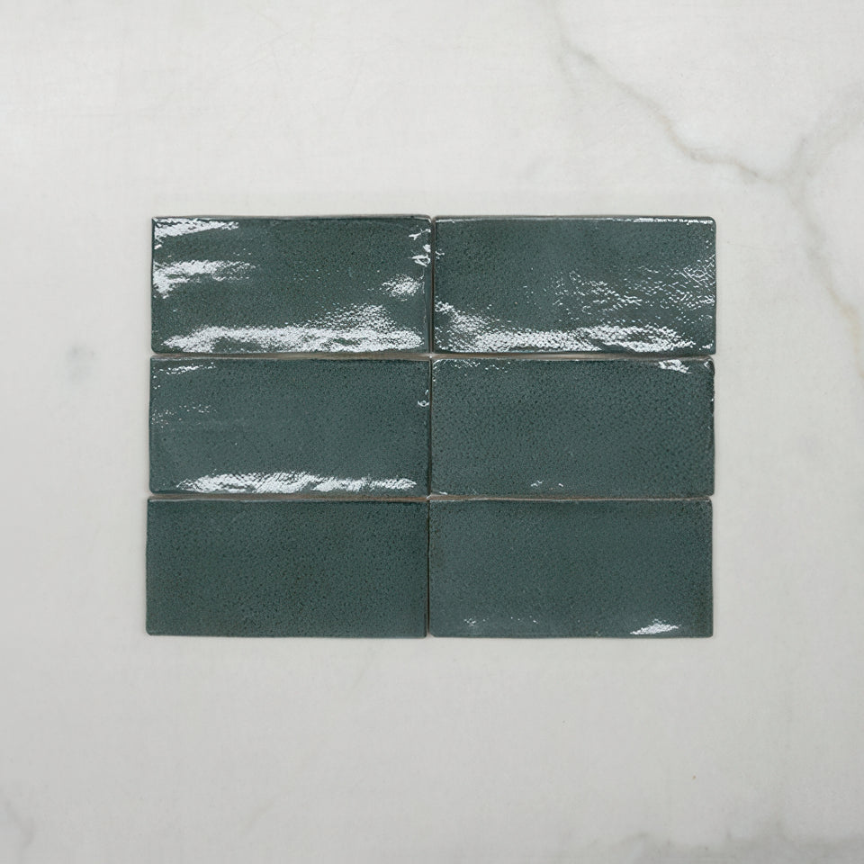 Dark Green Dianna Hand Made Subway Tile 75 x 150 x 9mm Spanish Ceramic